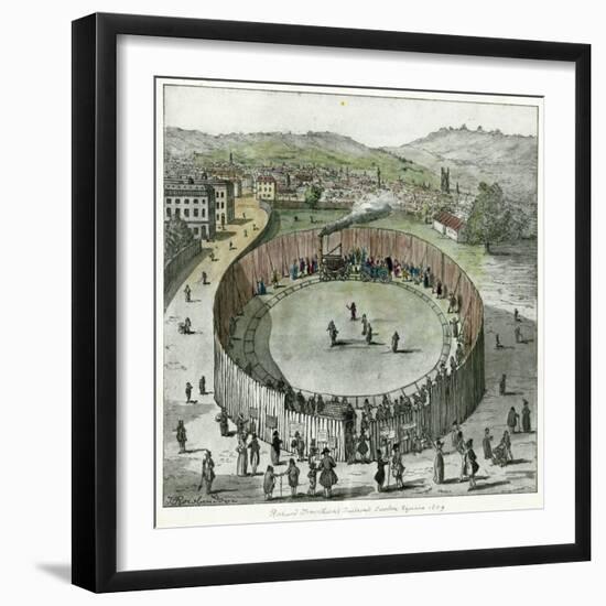 Trevithick's Latest Engine Known as the "Catch-Me-Who- Can" is the Centre-Piece at the Steam Circus-Thomas Rowlandson-Framed Art Print