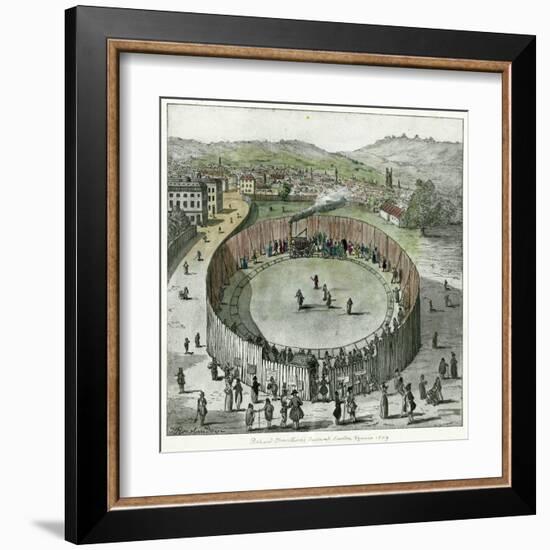 Trevithick's Latest Engine Known as the "Catch-Me-Who- Can" is the Centre-Piece at the Steam Circus-Thomas Rowlandson-Framed Art Print