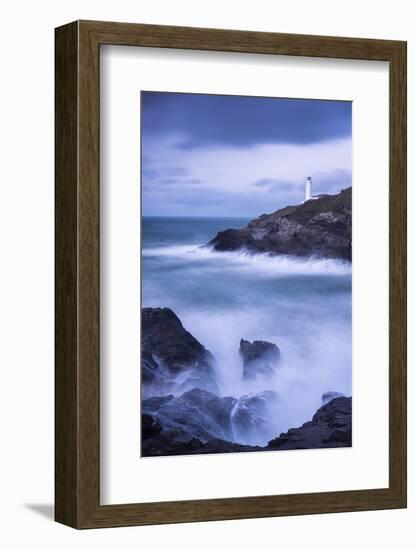 Trevose Lighthouse at dusk, long exposure, Cornwall-Ross Hoddinott-Framed Photographic Print
