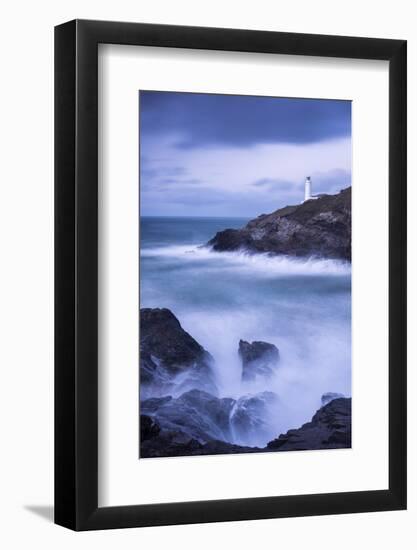 Trevose Lighthouse at dusk, long exposure, Cornwall-Ross Hoddinott-Framed Photographic Print