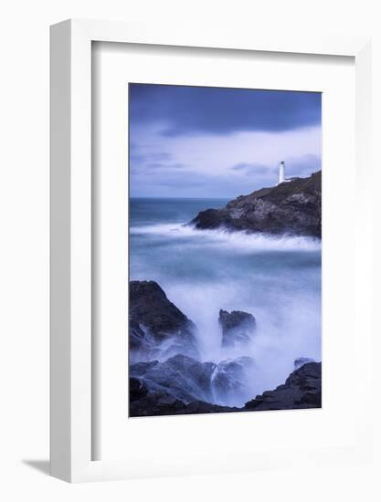 Trevose Lighthouse at dusk, long exposure, Cornwall-Ross Hoddinott-Framed Photographic Print