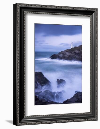 Trevose Lighthouse at dusk, long exposure, Cornwall-Ross Hoddinott-Framed Photographic Print