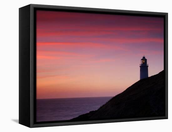 Trevose Lighthouse at Sunset, Near Padstow, Cornwall, Uk. July 2008-Ross Hoddinott-Framed Premier Image Canvas