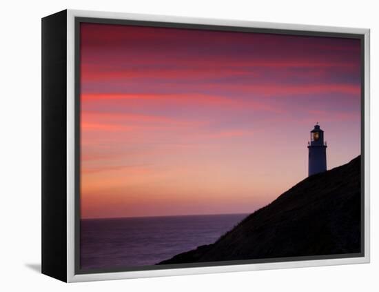 Trevose Lighthouse at Sunset, Near Padstow, Cornwall, Uk. July 2008-Ross Hoddinott-Framed Premier Image Canvas