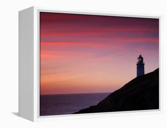 Trevose Lighthouse at Sunset, Near Padstow, Cornwall, Uk. July 2008-Ross Hoddinott-Framed Premier Image Canvas