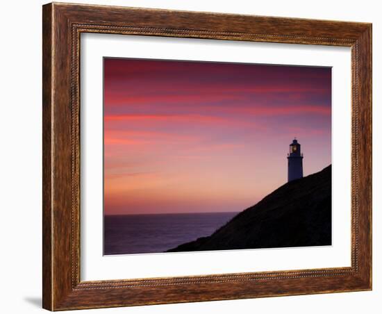 Trevose Lighthouse at Sunset, Near Padstow, Cornwall, Uk. July 2008-Ross Hoddinott-Framed Photographic Print