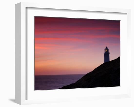 Trevose Lighthouse at Sunset, Near Padstow, Cornwall, Uk. July 2008-Ross Hoddinott-Framed Photographic Print