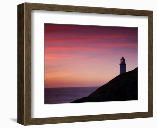 Trevose Lighthouse at Sunset, Near Padstow, Cornwall, Uk. July 2008-Ross Hoddinott-Framed Photographic Print