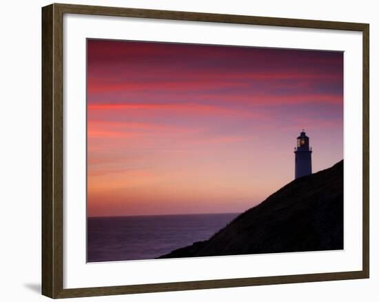 Trevose Lighthouse at Sunset, Near Padstow, Cornwall, Uk. July 2008-Ross Hoddinott-Framed Photographic Print