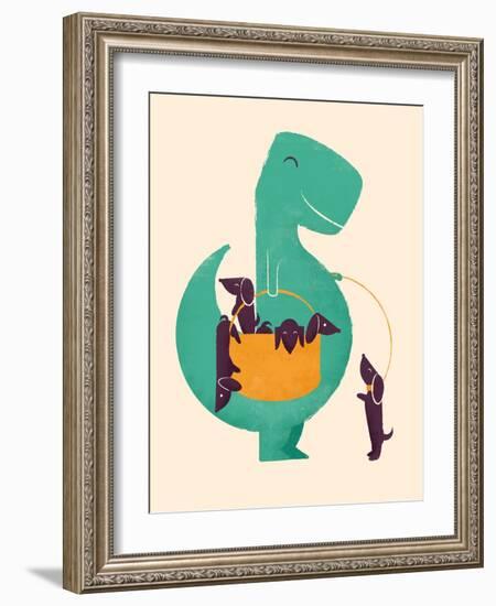 TRex and the Basketful of Wiener Dogs-Jay Fleck-Framed Art Print