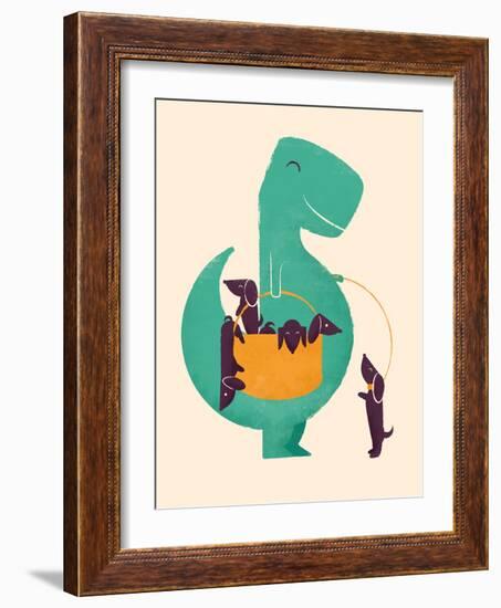 TRex and the Basketful of Wiener Dogs-Jay Fleck-Framed Art Print