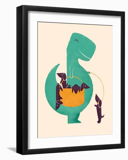 TRex and the Basketful of Wiener Dogs-Jay Fleck-Framed Art Print