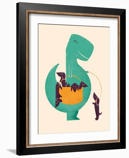 TRex and the Basketful of Wiener Dogs-Jay Fleck-Framed Art Print