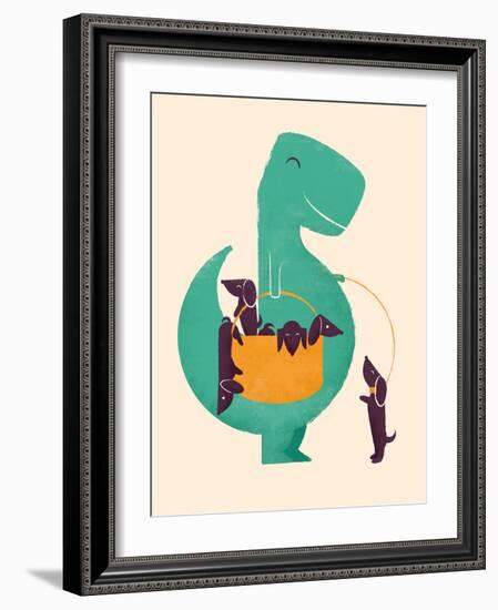 TRex and the Basketful of Wiener Dogs-Jay Fleck-Framed Art Print