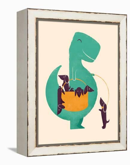 TRex and the Basketful of Wiener Dogs-Jay Fleck-Framed Stretched Canvas