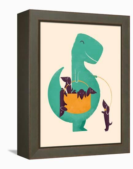 TRex and the Basketful of Wiener Dogs-Jay Fleck-Framed Stretched Canvas