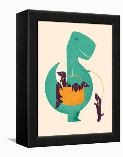 TRex and the Basketful of Wiener Dogs-Jay Fleck-Framed Stretched Canvas