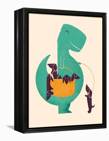 TRex and the Basketful of Wiener Dogs-Jay Fleck-Framed Stretched Canvas