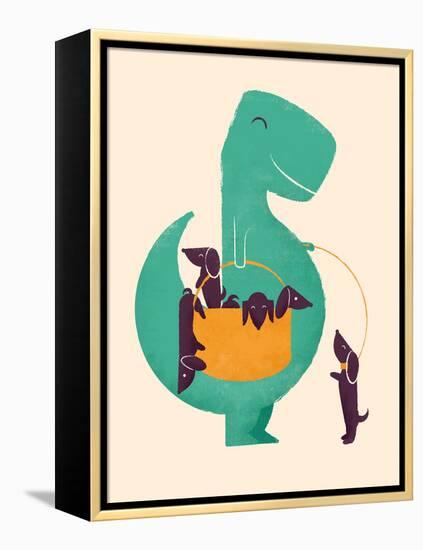 TRex and the Basketful of Wiener Dogs-Jay Fleck-Framed Stretched Canvas