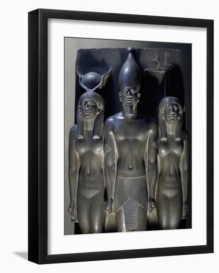 Triad of Menkaure, Relief in Granite Found at Giza, Detail-null-Framed Giclee Print