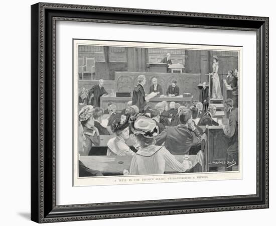 Trial in the Divorce Court London: Cross-Examining a Witness-J. Barnard Davis-Framed Art Print