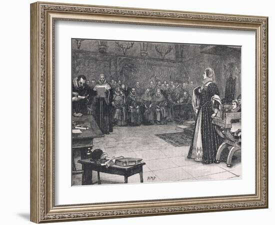 Trial of Mary Queen of Scots in Fotheringay Castle 1586-Henry Moore-Framed Giclee Print