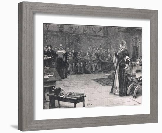 Trial of Mary Queen of Scots in Fotheringay Castle 1586-Henry Moore-Framed Giclee Print