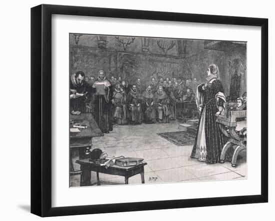 Trial of Mary Queen of Scots in Fotheringay Castle 1586-Henry Moore-Framed Giclee Print