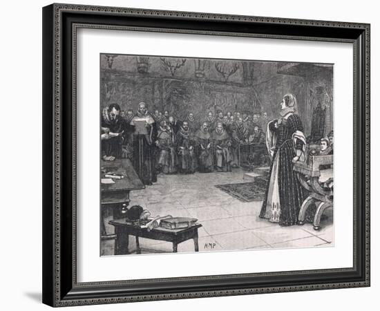 Trial of Mary Queen of Scots in Fotheringay Castle 1586-Henry Moore-Framed Giclee Print