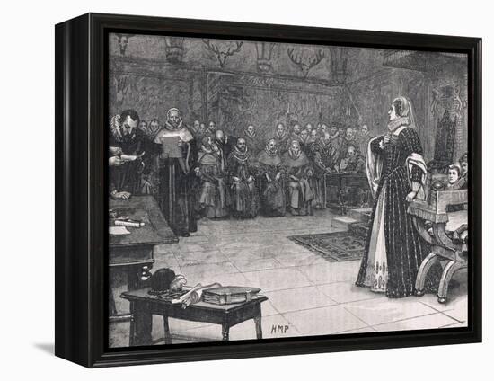 Trial of Mary Queen of Scots in Fotheringay Castle 1586-Henry Moore-Framed Premier Image Canvas