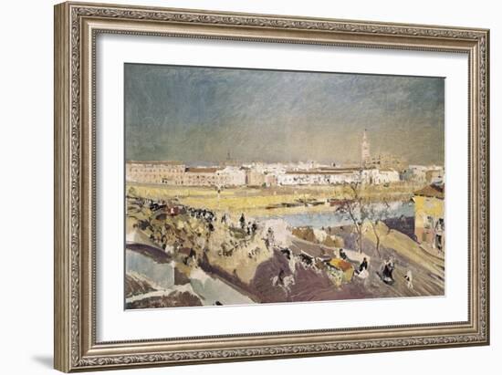 Triana Bridge-Joaquín Sorolla y Bastida-Framed Art Print