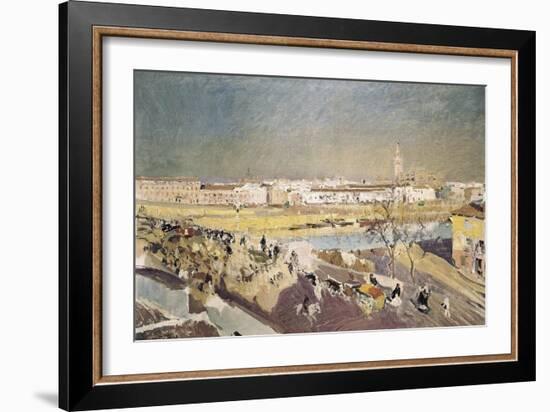 Triana Bridge-Joaquín Sorolla y Bastida-Framed Art Print