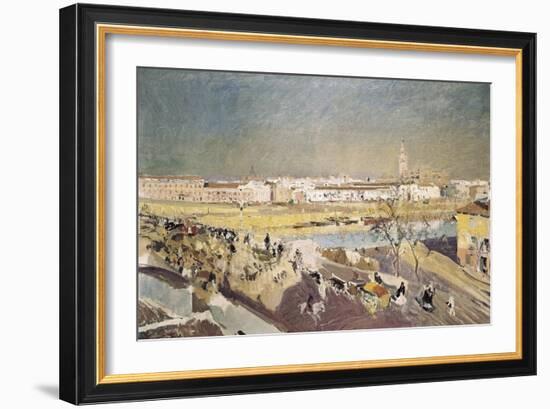 Triana Bridge-Joaquín Sorolla y Bastida-Framed Art Print