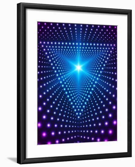 Triangle Border with Light Effects. Concept for Party Flyers, Music Posters and Disco Graphic Desig-SkillUp-Framed Art Print