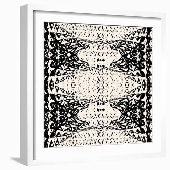 Triangle Pattern - Black and White Abstract-Exotic vector-Framed Premium Giclee Print