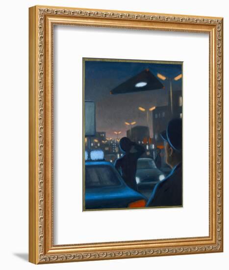 Triangle-Shaped UFO Observed over Brussels-Michael Buhler-Framed Art Print