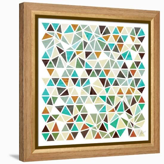 Triangles - Gold and Turquoise-Dominique Vari-Framed Stretched Canvas