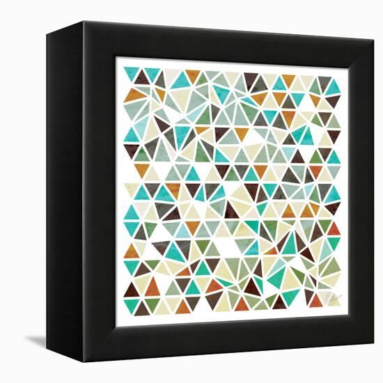 Triangles - Gold and Turquoise-Dominique Vari-Framed Stretched Canvas