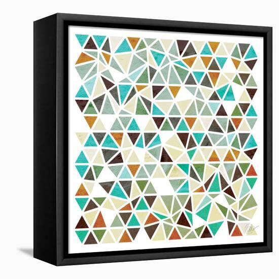 Triangles - Gold and Turquoise-Dominique Vari-Framed Stretched Canvas