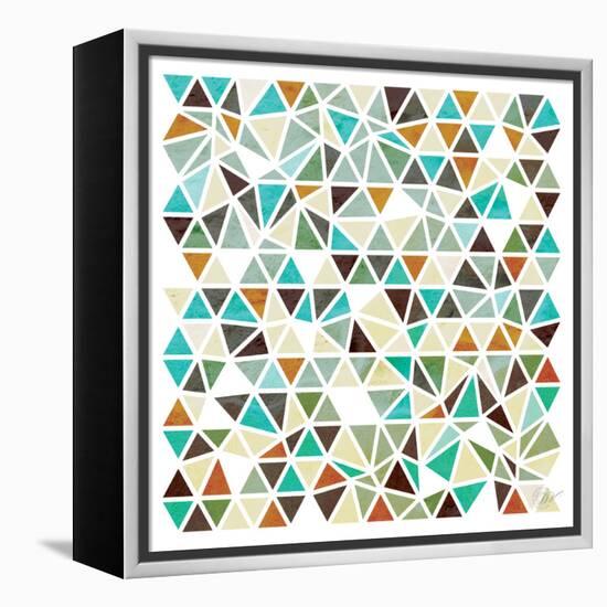 Triangles - Gold and Turquoise-Dominique Vari-Framed Stretched Canvas