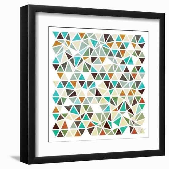 Triangles - Gold and Turquoise-Dominique Vari-Framed Art Print