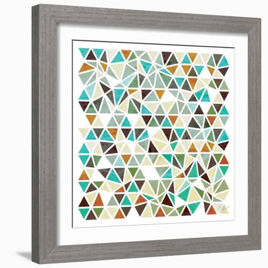 Triangles - Gold and Turquoise-Dominique Vari-Framed Art Print