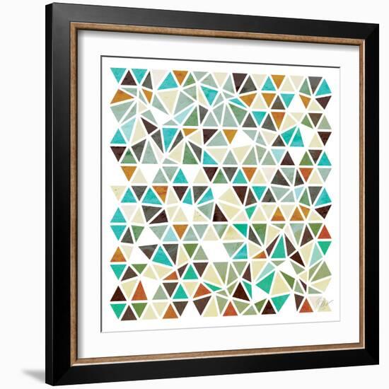 Triangles - Gold and Turquoise-Dominique Vari-Framed Art Print