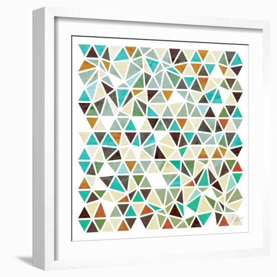Triangles - Gold and Turquoise-Dominique Vari-Framed Art Print