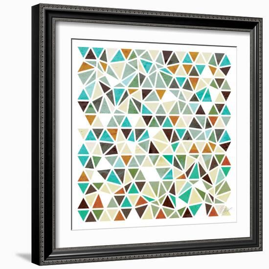 Triangles - Gold and Turquoise-Dominique Vari-Framed Art Print