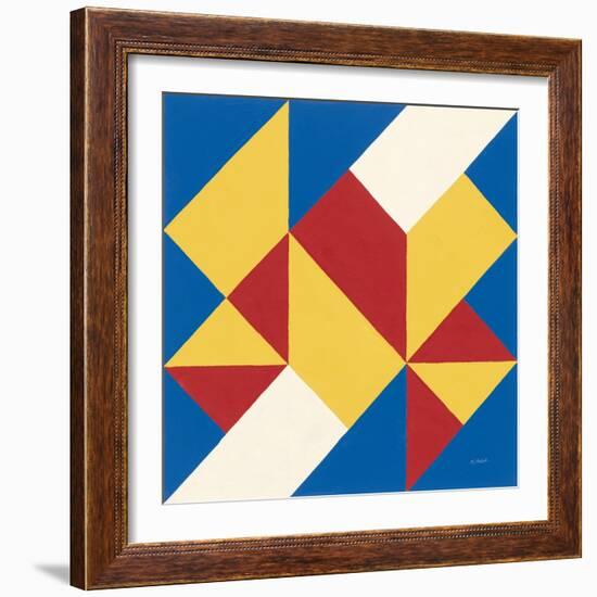 Triangles I Bright Primary-Mike Schick-Framed Art Print