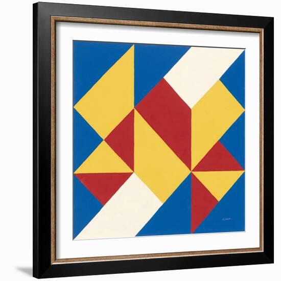 Triangles I Bright Primary-Mike Schick-Framed Art Print