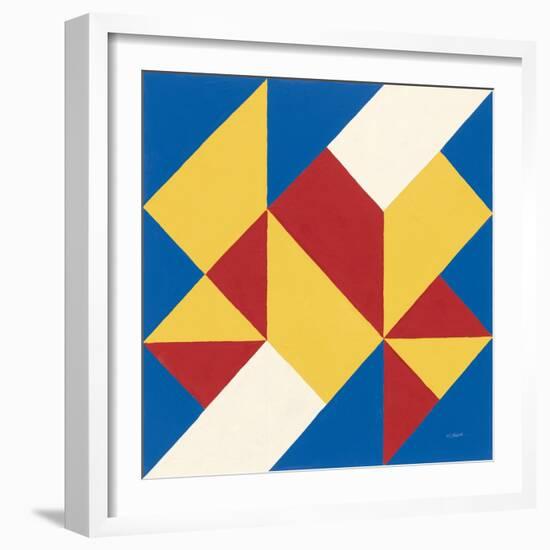 Triangles I Bright Primary-Mike Schick-Framed Art Print