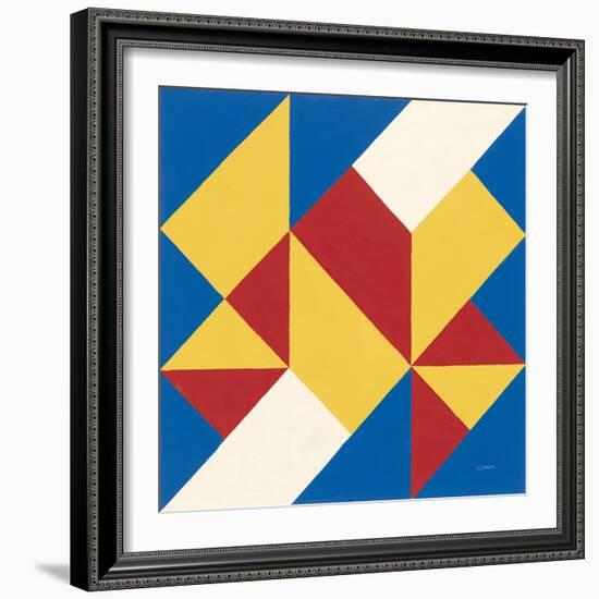 Triangles I Bright Primary-Mike Schick-Framed Art Print
