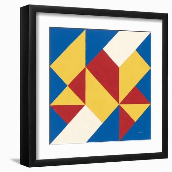 Triangles I Bright Primary-Mike Schick-Framed Art Print